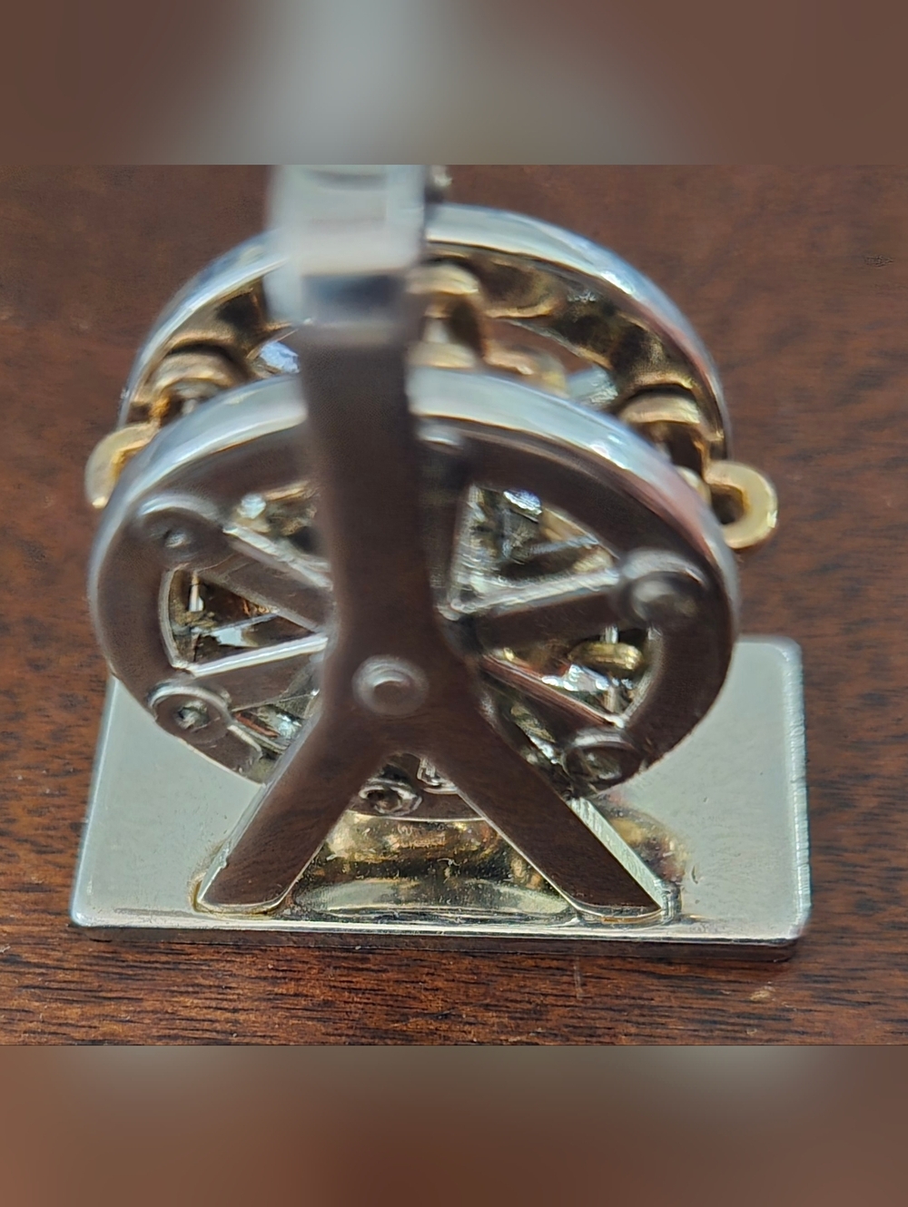Gold & Silver Ferris Wheel Charm With Moving Wheel & Seats